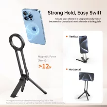 Ulanzi MA30 összehajtható mini állvány, Magsafe kompatibilis telefonokhoz, karabiner, piros (UL-M056)