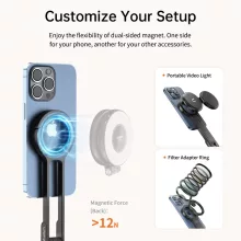 Ulanzi MA30 összehajtható mini állvány, Magsafe kompatibilis telefonokhoz, karabiner, ezüst (UL-M060)