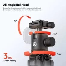 Ulanzi TT30 Travel utazó mini állvány, 14-44cm, 6kg teherbírás, Uka gyorscseretalp (UL-T095)