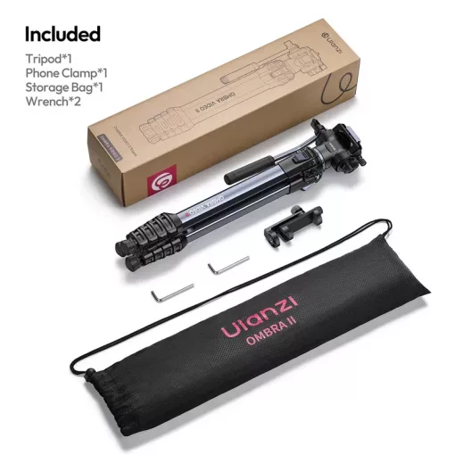 Ulanzi OMBRA II XINAG videó állvány, 157cm, fluid videófej, 3kg teherbírás, telefontartó adapter (UL-T154)