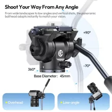 Ulanzi OMBRA II XINAG videó állvány, 157cm, fluid videófej, 3kg teherbírás, telefontartó adapter (UL-T154)