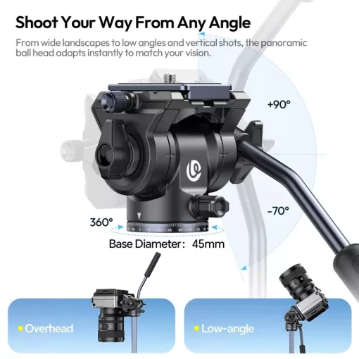 Ulanzi OMBRA II XINAG videó állvány, 157cm, fluid videófej, 3kg teherbírás, telefontartó adapter (UL-T154)