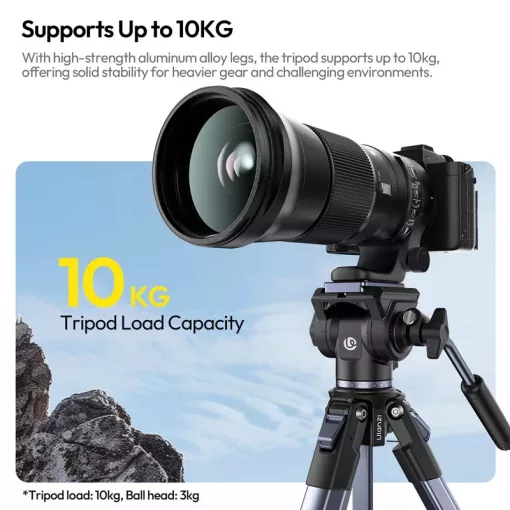 Ulanzi OMBRA II XINAG videó állvány, 157cm, fluid videófej, 3kg teherbírás, telefontartó adapter (UL-T154)