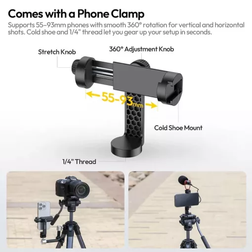 Ulanzi OMBRA II XINAG videó állvány, 157cm, fluid videófej, 3kg teherbírás, telefontartó adapter (UL-T154)