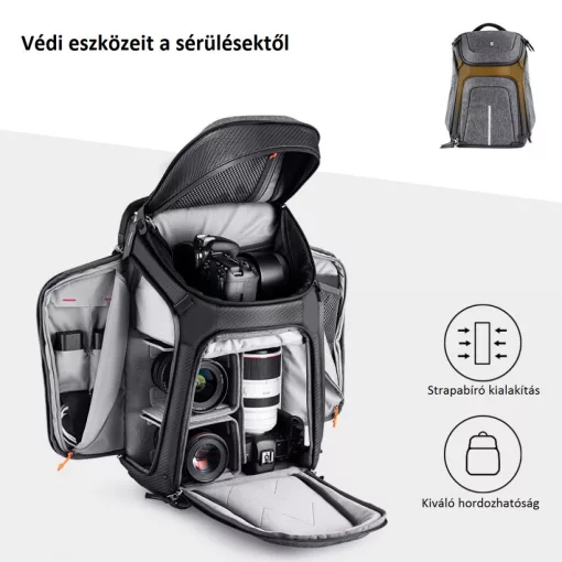 K&f Concept Alpha Backpack 25 literes, fotós hátizsák, vízálló, szürke (KF-13-105)
