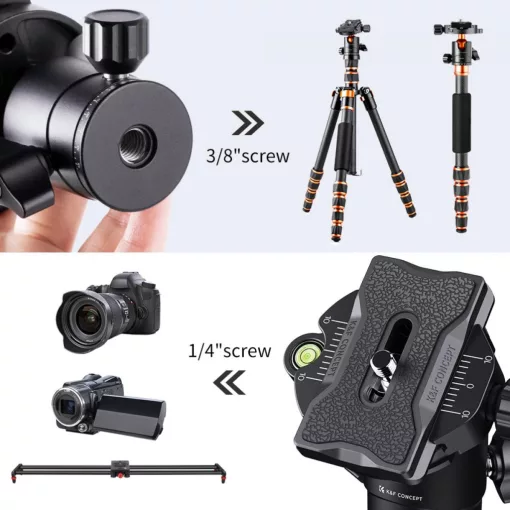 K&F Concept BH-25L állvány gömbfej, 25mm, 8kg teherbírás, vízmérték, arca swiss, 3/8"-1/4" (KF-31-029V3)