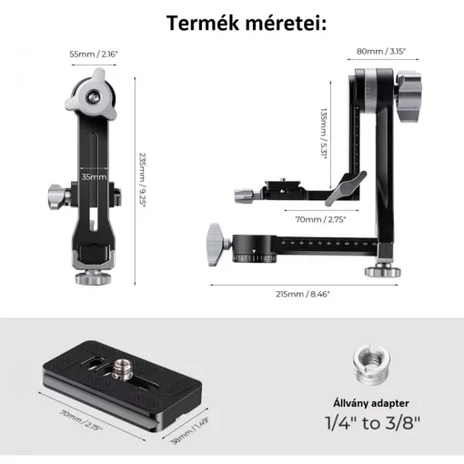 K&F Concept gimbal állványfej, arca swiss, CNC alumínium ötvözet (KF-31-052)