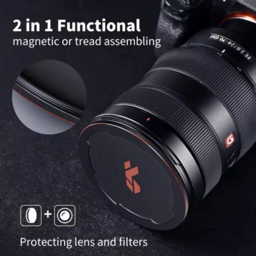 K&F Concept fém mágneses objetív sapka, 77mm, mágneses adapter nem tartozék (KF-04-073)