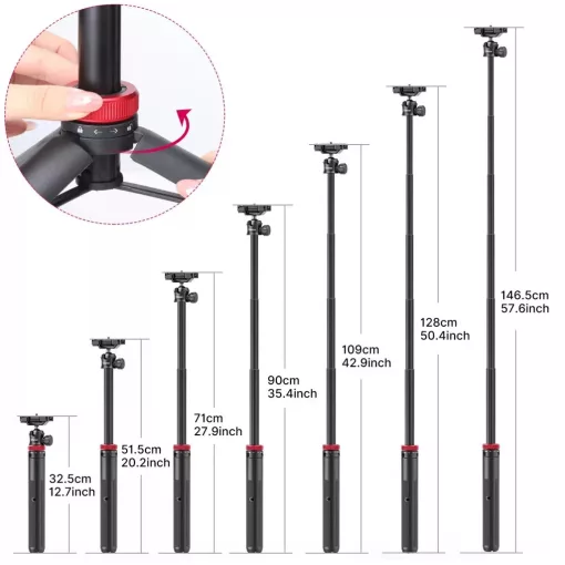 Ulanzi MT-44 E selfie állvány, monopod, telefontartó adapter, 149cm max magasság, fehér (UL-2503E)