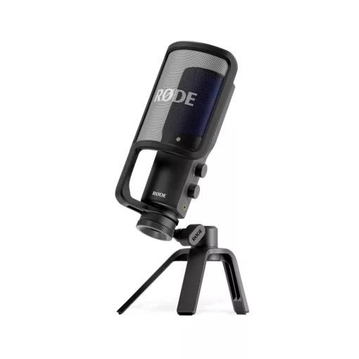RODE NT-USB+ Professzionális kondenzátor USB mikrofon fejhallgató erősítővel, pop-filterrel és asztali állvánnyal, DSP, Connect & Central SW