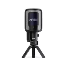RODE NT-USB+ Professzionális kondenzátor USB mikrofon fejhallgató erősítővel, pop-filterrel és asztali állvánnyal, DSP, Connect & Central SW
