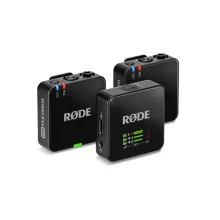 RODE Wireless GO GEN3 kompakt két csatornás digitális vezeték nélküli mikrofon rendszer adóba épített mikrofonnal, fekete (WIGO III - 1 vevő 2 adó)
