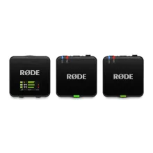 RODE Wireless GO GEN3 kompakt két csatornás digitális vezeték nélküli mikrofon rendszer adóba épített mikrofonnal, fekete (WIGO III - 1 vevő 2 adó)