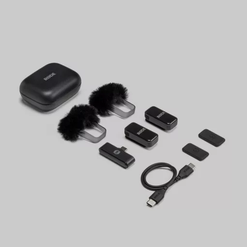 RODE Wireless Micro-C ultra kompakt két csatornás vezeték nélküli mikrorofonrendszer USB-C csatlakozóval, fekete