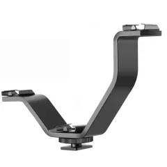   Mikrosat V-alakú hármas univerzális vakupapucs Adapter - S méret - Led lámpához, monitorhoz, mikrofonhoz