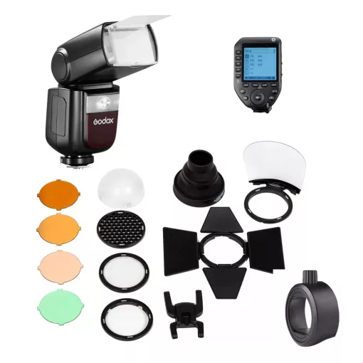 Godox V860III-O Olympus/Panasonic rendszervaku szett AK-R1 fényformálóval és XRO II vakukioldóval