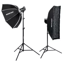   Godox MS300II-V Dupla Vakuszett beltérre- Mikrosat 100cm octo - 25x100 4Clicks Softboxal (2 x 300Ws)