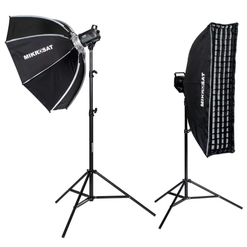 Godox MS300II-V Dupla Vakuszett beltérre- Mikrosat 100cm octo - 25x100 4Clicks Softboxal (2 x 300Ws)
