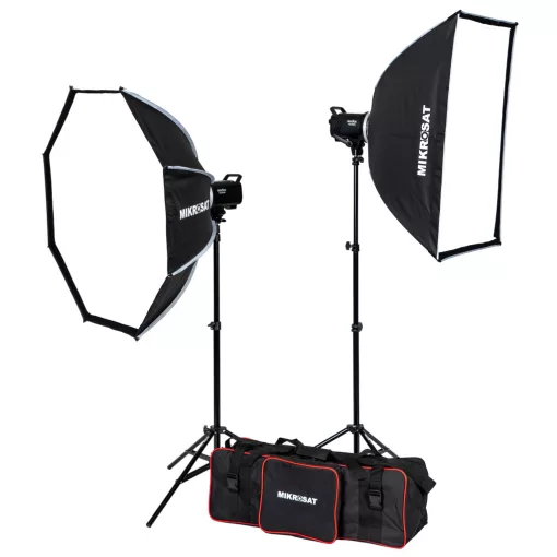 "Stúdió Dupla Vakuszett"-Godox MS300II-V  Mikrosat Clicks Softboxal (2 x 300Ws)