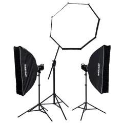   Godox MS300II-V Tripla Vakuszett - Boom állvány - Mikrosat 25x100 Clicks Softbox (3 x 300Ws)