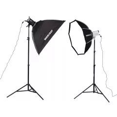   "Portré"-Godox LE300Bi LED Lámpa szett- Mikrosat 4Clicks 60x90 és 100cm softboxal