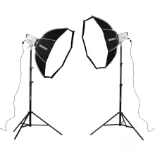 Dupla Oktobox Szett - Godox LE300Bi LED Lámpa- Mikrosat 8Clicks 100cm softboxal