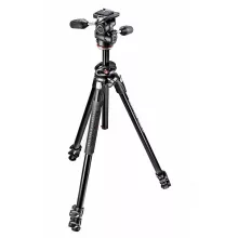 Manfrotto 290 Dual kit alu 3 szekciós állvány 90° oszloppal + 3D fej (MK290DUA3-3W)