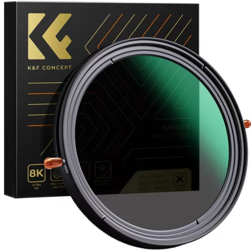 K&F Concept NANO-X, CPL+VARIO ND2-32 szűrő, w/o black cross, HD, vízlep, karcálló, törlőkendő, 37mm (KF-01-2047V1)
