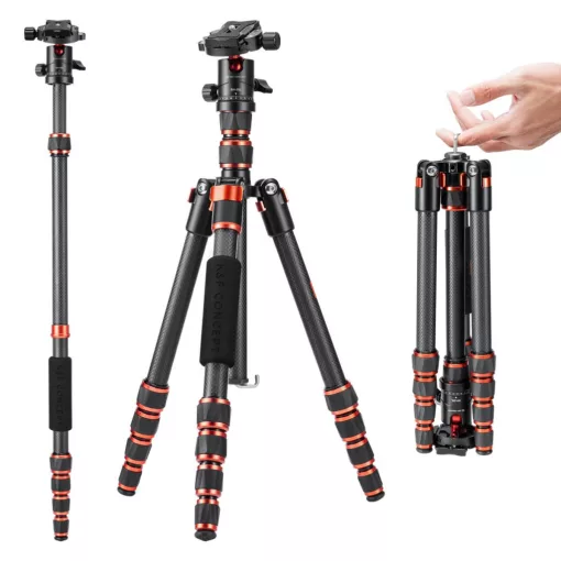 K&F Concept C225C0+BH-25 karbon állvány, 155cm magasság, 8kg teherbírás (KF-09-077V3)