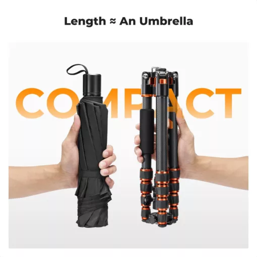 K&F Concept C225C0+BH-25 karbon állvány, 155cm magasság, 8kg teherbírás (KF-09-077V3)
