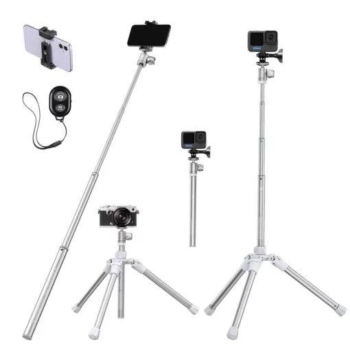 K&F Concept E224A3+BH-18 állvány, selfie bot, Gopro adapter, telefon adapter, bluetooth kioldó (KF-09-120V3)