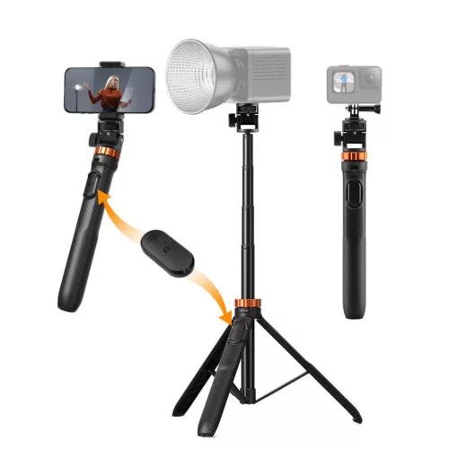 K&F Concept MS-24 állvány, 175cm, selfie bot, Gopro adapter, telefon adapter, bluetooth kioldó (KF-09-143)