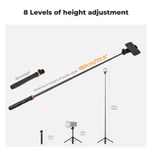 K&F Concept MS-24 állvány, 175cm, selfie bot, Gopro adapter, telefon adapter, bluetooth kioldó (KF-09-143)