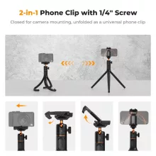 K&F Concept MS-29 hajlítható lábú állvány, selfie bot, Gopro és telefon adapter, bluetooth kioldó (KF-09-152)