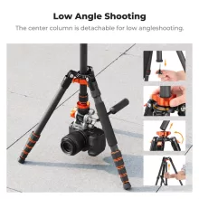K&F Concept O255C4+FH-03 karbon videóállvány, 170cm magasság, 5kg teherbírás (KF-09-158)