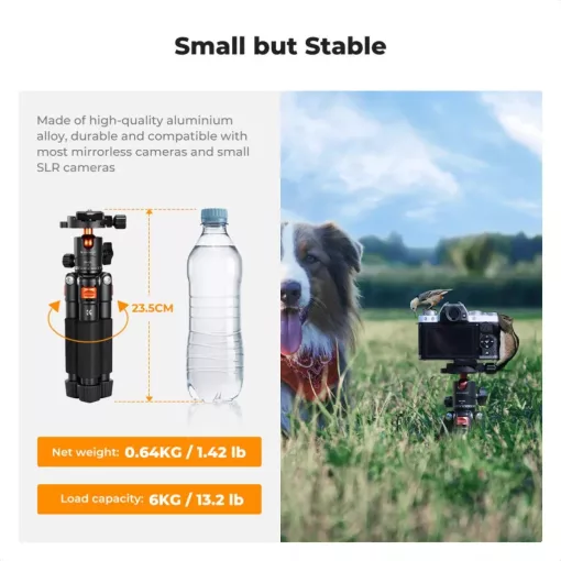 K&F Concept S225A0+BH-25 mini állvány, 55cm max magasság, 6kg teherbírás ( KF-09-160)