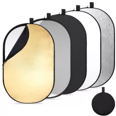   K&F Concept 5in1 derítőlap, reflektor, 60x90cm (fehér, fekete, arany, ezüst, transparens)+hordtáska (KF-18-0010)