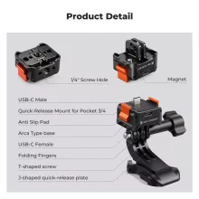 K&F Concept állvány adapter és gyorskioldó talp USB-C csatlakozással, DJI Osmo Pocket 3/4-hez (KF-20-0018)