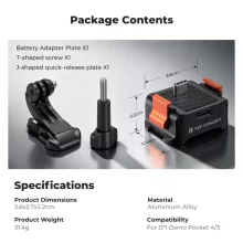 K&F Concept állvány adapter és gyorskioldó talp USB-C csatlakozással, DJI Osmo Pocket 3/4-hez (KF-20-0018)