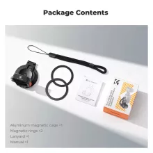 K&F Concept PP62 mágneses alumínium bővítőkeret MagSafe telefontartóval, DJI Osmo Pocket 3/4-hez (KF-20-0021)