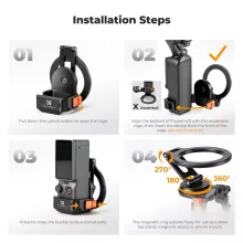 K&F Concept PP62 mágneses alumínium bővítőkeret MagSafe telefontartóval, DJI Osmo Pocket 3/4-hez (KF-20-0021)