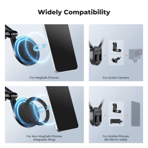 K&F Concept nyakba akasztható akció kamera tartó, Magsafe, Gopro és DJI Pocket 3 adapter (KF-2288)