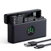 K&F Concept tripla USB-C akkumulátor töltő +3db DJI Osmo 360, Action 5 Pro/4/3 akku 2100mAh (KF-28-0127S1)