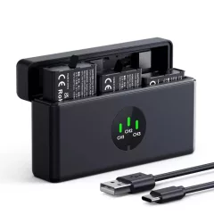   K&F Concept tripla USB-C akkumulátor töltő +3db DJI Osmo 360, Action 5 Pro/4/3 akku 2100mAh (KF-28-0127S1)