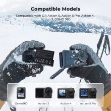 K&F Concept tripla USB-C akkumulátor töltő +3db DJI Osmo 360, Action 5 Pro/4/3 akku 2100mAh (KF-28-0127S1)