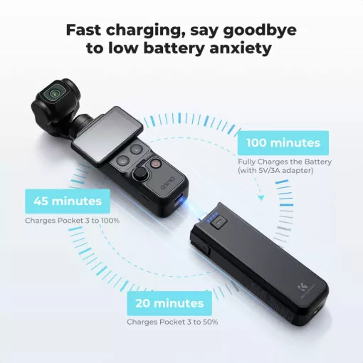 K&F Concept akkus markolat DJI Osmo Pocket 3/4-hez, 5000 mAh, gyorstöltéssel (KF-28-0139)
