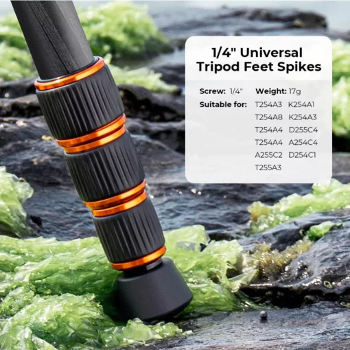 K&F Concept univerzális csúszásgátló gumis állványláb tüske, 1/4"-os menet, 3 darabos szett (KF-31-050)