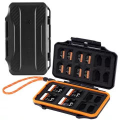   K&F Concept 36 rekeszes memóriakártya tartó doboz, víz, por, esésálló, 24db microSD + 12db SD kártya (KF-31-106)