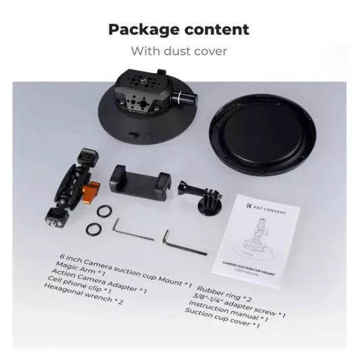 K&F Concept MS46 bővíthető tapadókorong, 15,2cm-es tapadófelület, magic arm, telefon, Gopro adapter (KF-31-136)