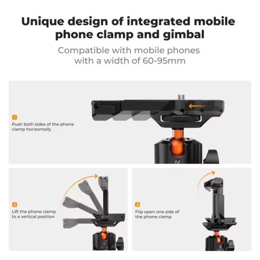 K&F Concept mágneses állvány, gömbfejjel, telefon és akció kamera adapterrel (KF-31-156)